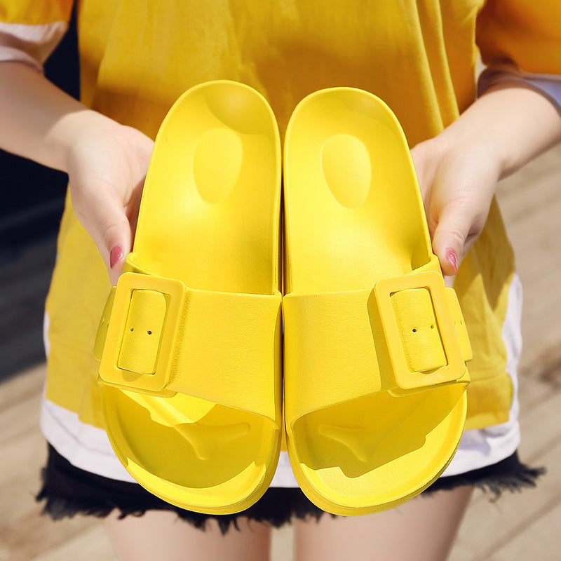 Buckle Slippers Summer Flip-flop Soft Sole Comfortable Sandals Women