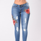 Embroidery jeans stretch jeans pants