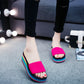 Hot word with Liangtuo platform slope with thick bottom slip Home Furnishing lady shoes slippers wholesale summer beach