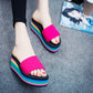 Hot word with Liangtuo platform slope with thick bottom slip Home Furnishing lady shoes slippers wholesale summer beach