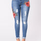 Embroidery jeans stretch jeans pants