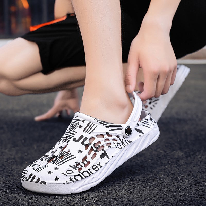 Letter Print Slippers Men Summer Sandals Beach Shoes