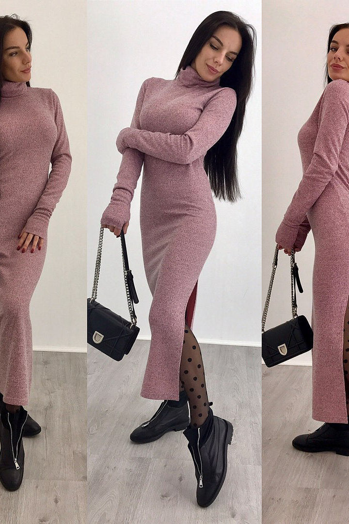 Women's Turtleneck Knitting Sheath Dress