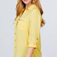 3/4 Roll Up Sleeve Pocket W/zipper Detail Woven Blouse