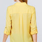 3/4 Roll Up Sleeve Pocket W/zipper Detail Woven Blouse