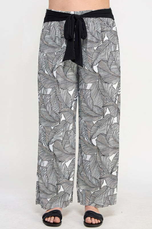 Plisse Palm Print Pants