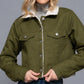 Button Closure Sherpa Lined Twill jacket Womens