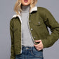 Button Closure Sherpa Lined Twill jacket Womens