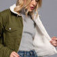 Button Closure Sherpa Lined Twill jacket Womens