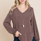 Casual V Neck Basic Long Sleeve Top