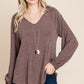 Casual V Neck Basic Long Sleeve Top