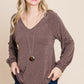 Casual V Neck Basic Long Sleeve Top