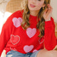 Heart Pattern With Pearl Embellished Sweatshirts