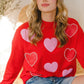 Heart Pattern With Pearl Embellished Sweatshirts