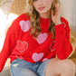 Heart Pattern With Pearl Embellished Sweatshirts