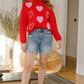 Heart Pattern With Pearl Embellished Sweatshirts