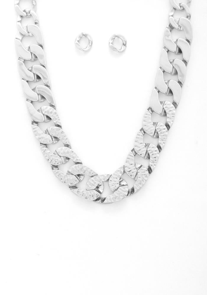 Hammered Metal Curb Link Necklace - SIUM