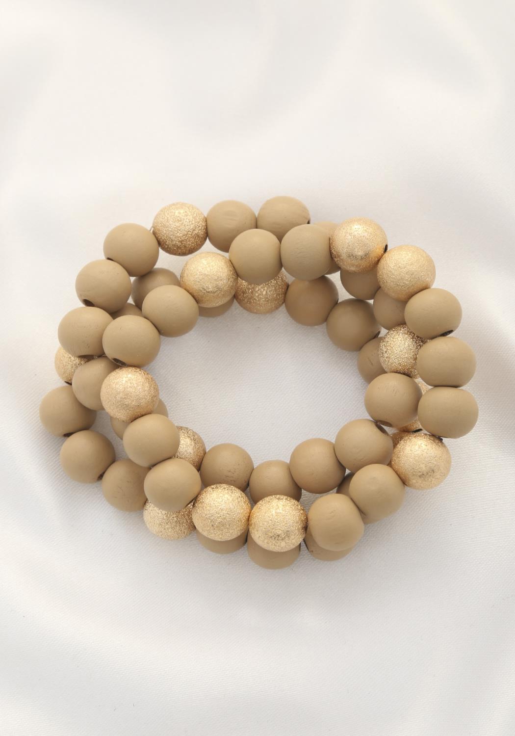 Metal Wood Bead Bracelet - SIUM