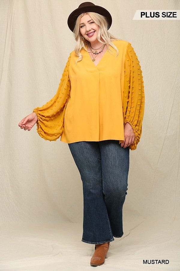 Woven And Textured Chiffon Top With Voluminous Sheer Sleeves - SIUM