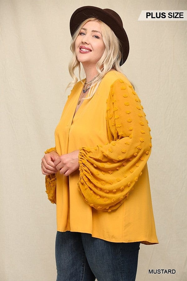 Woven And Textured Chiffon Top With Voluminous Sheer Sleeves - SIUM