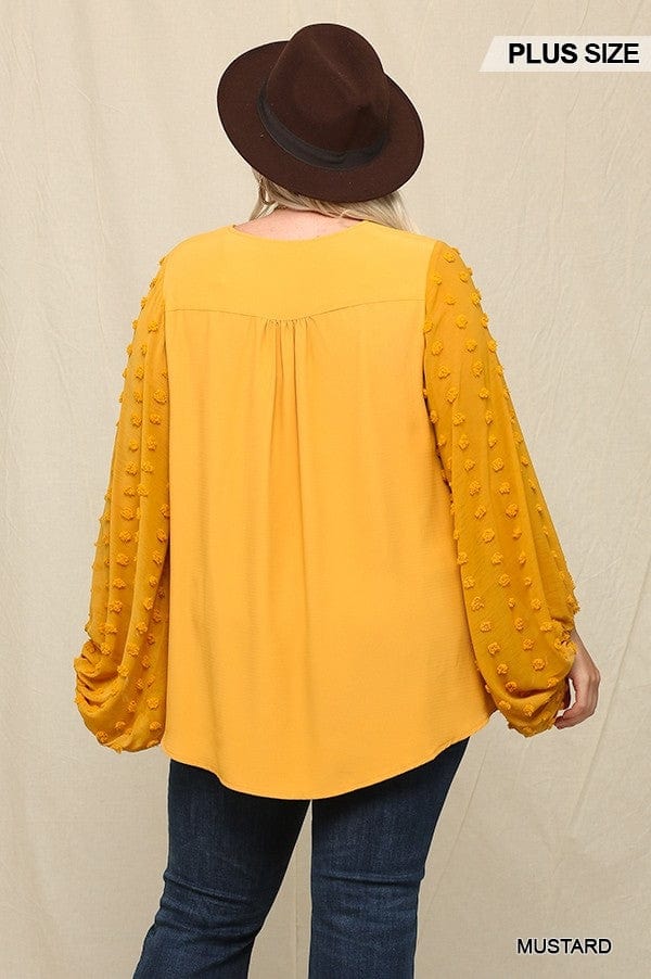 Woven And Textured Chiffon Top With Voluminous Sheer Sleeves - SIUM