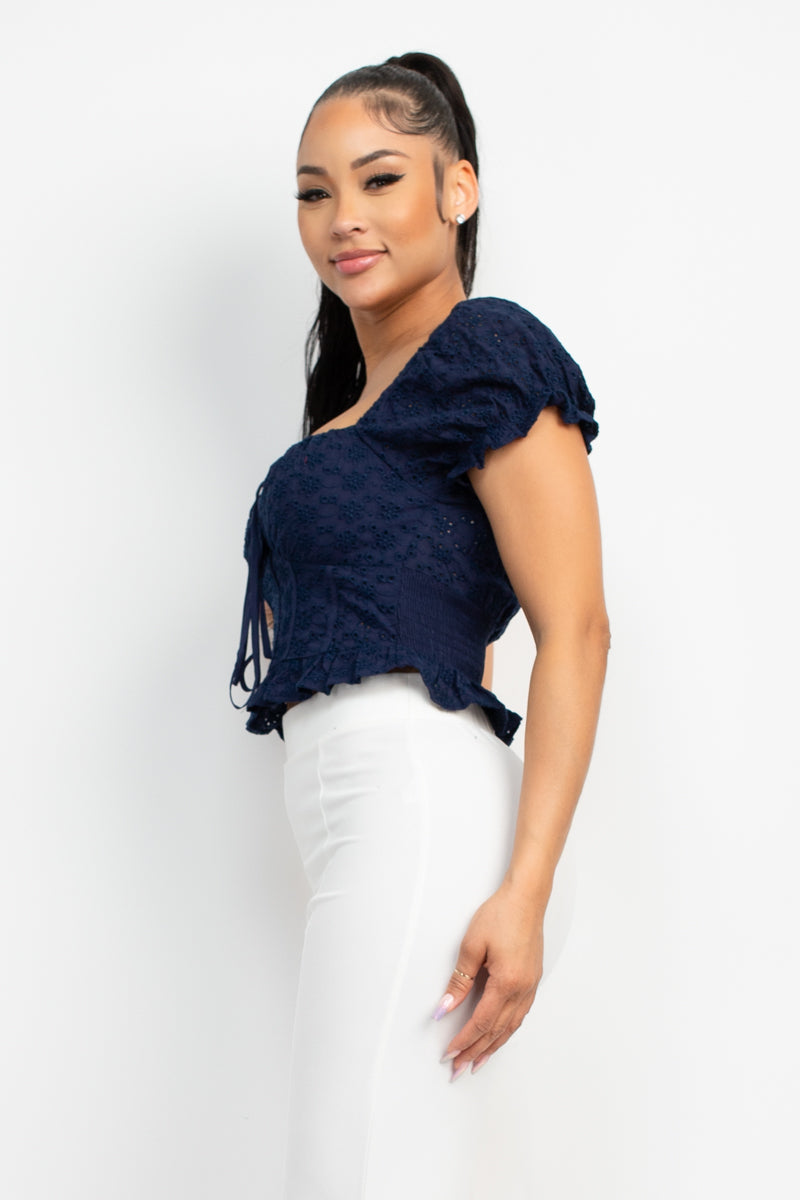 Eyelet Embroidered Smock Top - SIUM