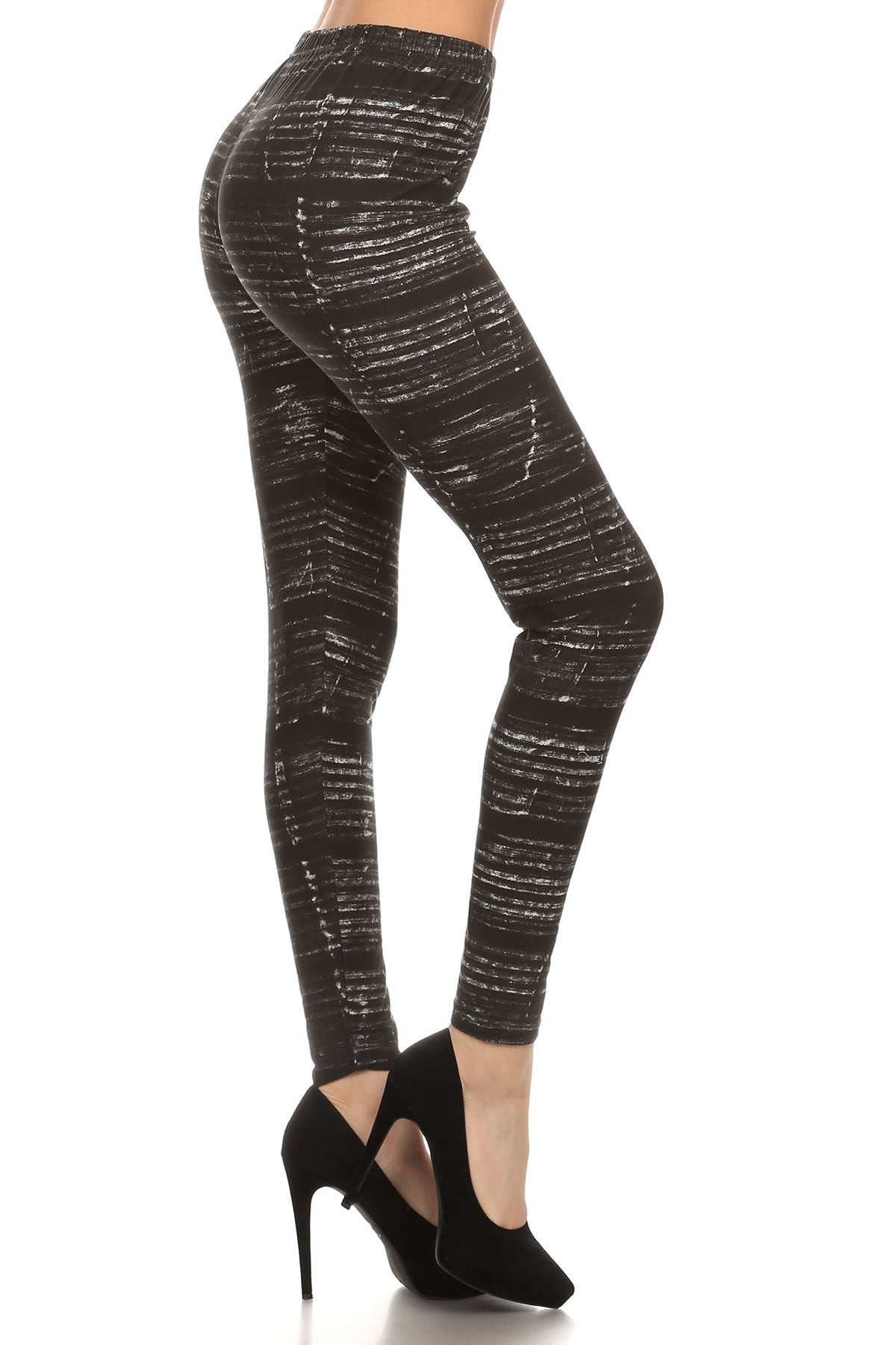 Tie Dye Print, Full Length Leggings In A Fitted Style With A Banded High Waist - SIUM