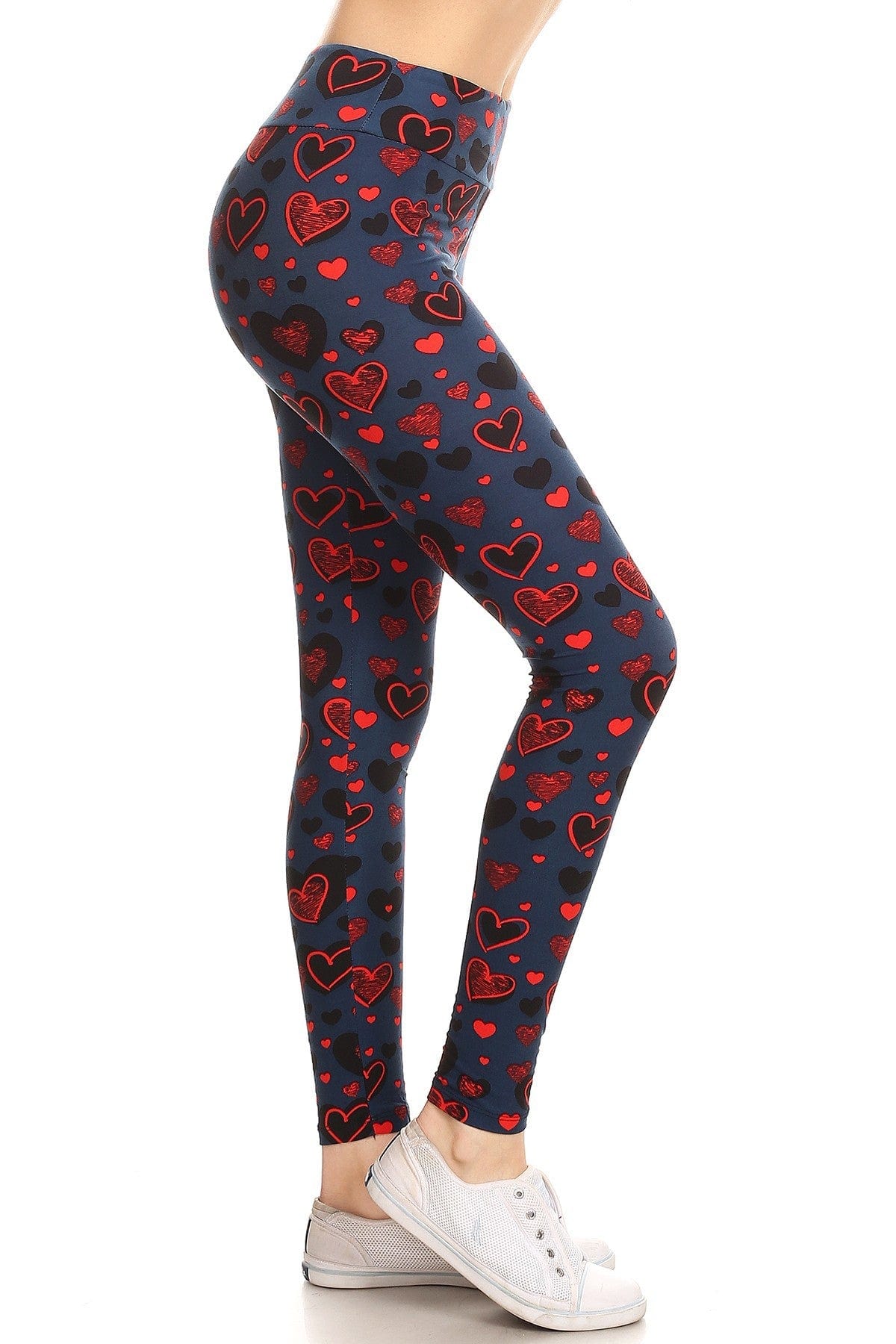 Yoga Style Banded Lined Heart Print, Full Length Leggings In A Slim Fitting Style With A Banded High Waist - SIUM