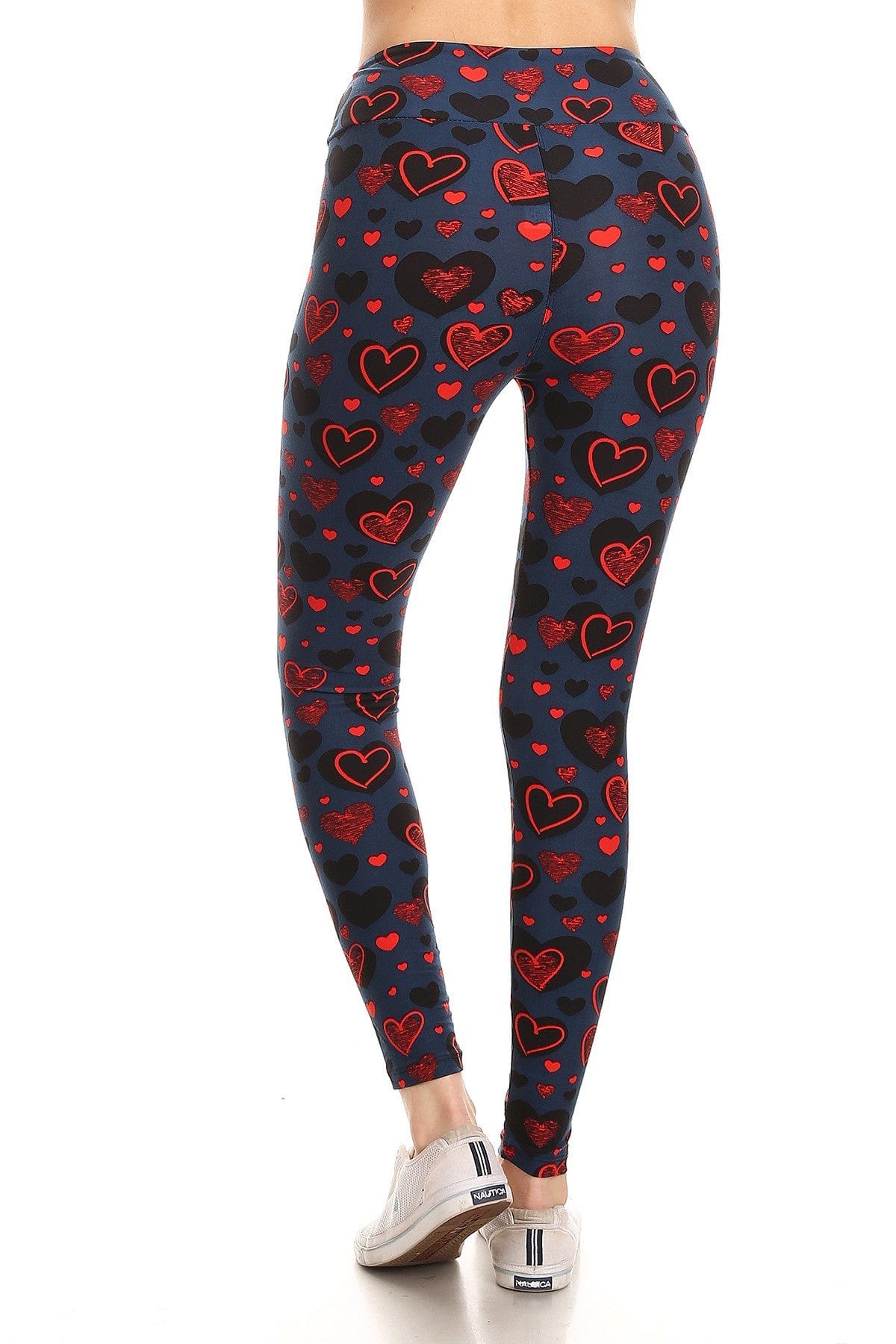 Yoga Style Banded Lined Heart Print, Full Length Leggings In A Slim Fitting Style With A Banded High Waist - SIUM