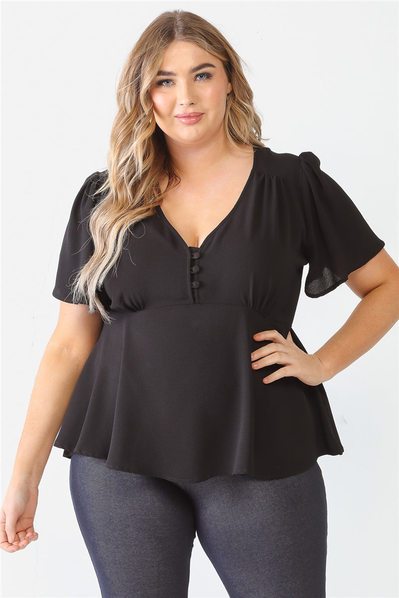 Plus Tie Detail Flare Top - SIUM