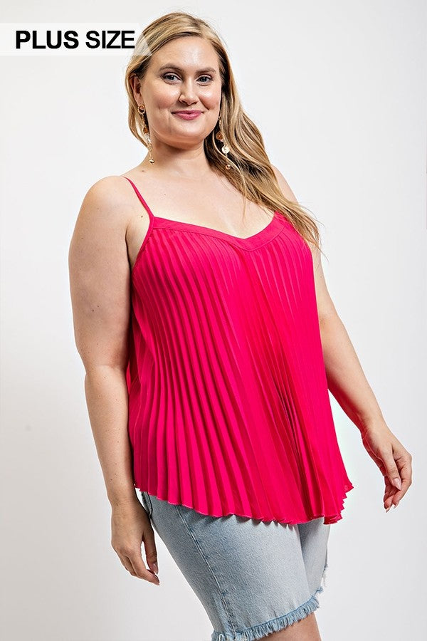 Pleated Tank Top With Adjustable Strap